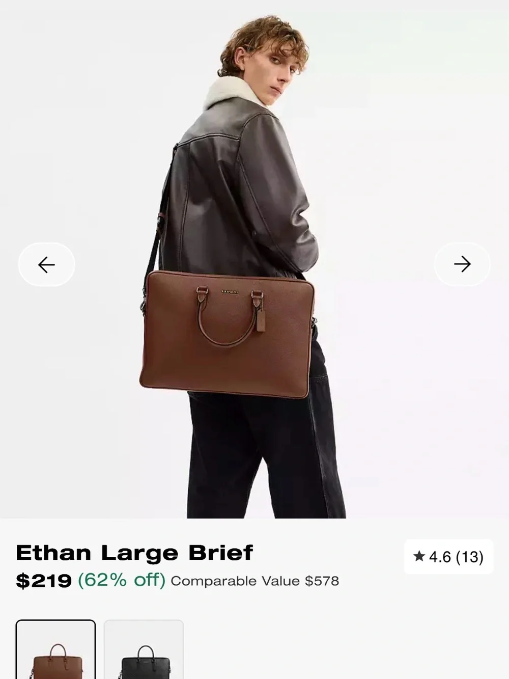 Coach Ethan Large Brief in Black - Picture 9 of 9